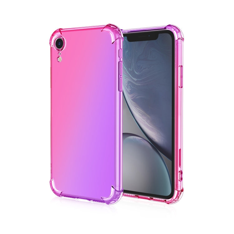 For iPhone XR Four-Corner Airbag Shockproof Gradient Color Clear TPU Case