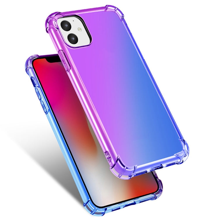 For iPhone 11 Four-Corner Airbag Shockproof Gradient Color Clear TPU Case