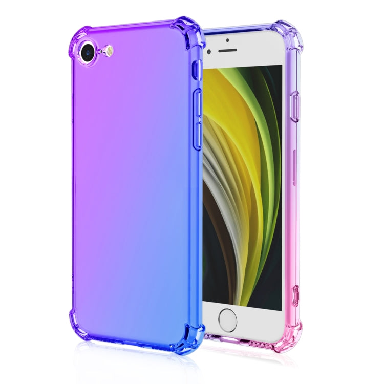 For iPhone SE 2022 / SE 2020 Four-Corner Airbag Shockproof Gradient Color Clear TPU Case