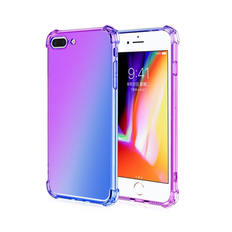 For iPhone 8 Plus / 7 Plus Four-Corner Airbag Shockproof Gradient Color Clear TPU Case