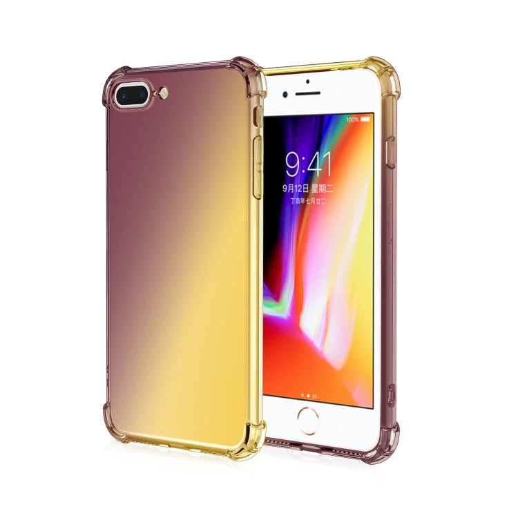 For iPhone 8 Plus / 7 Plus Four-Corner Airbag Shockproof Gradient Color Clear TPU Case