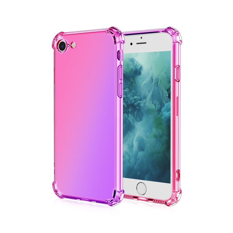 For iPhone 8 / 7 Four-Corner Airbag Shockproof Gradient Color Clear TPU Case