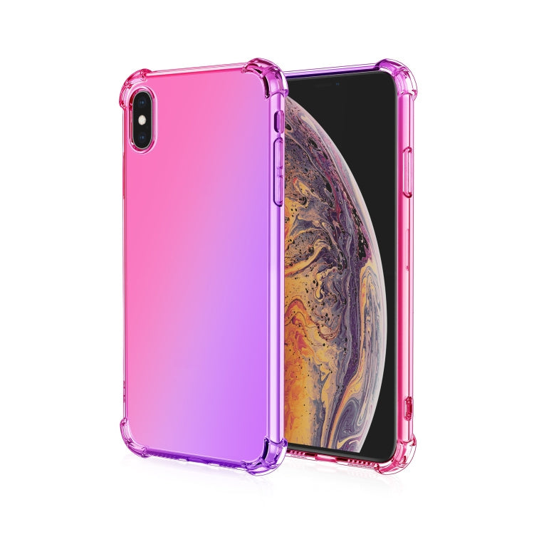 For iPhone X / XS Four-Corner Airbag Shockproof Gradient Color Clear TPU Case