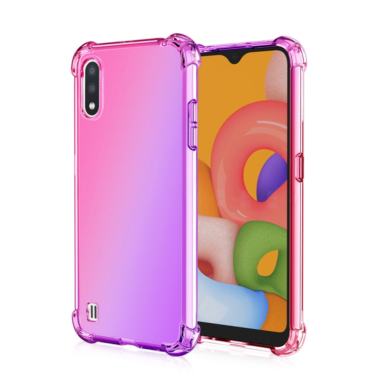For Samsung Galaxy A01 Four-Corner Airbag Shockproof Gradient Color Clear TPU Case