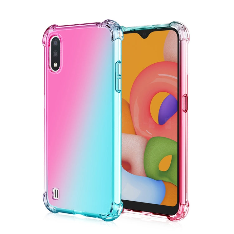 For Samsung Galaxy A01 Four-Corner Airbag Shockproof Gradient Color Clear TPU Case