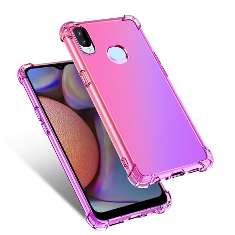 For Samsung Galaxy A10s Four-Corner Airbag Shockproof Gradient Color Clear TPU Case