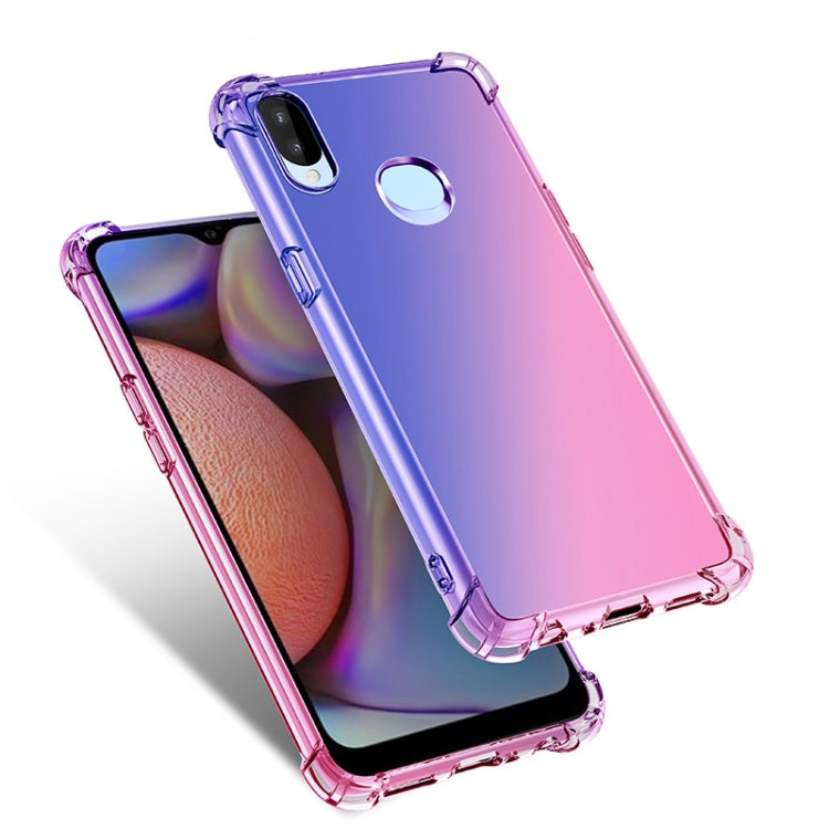 For Samsung Galaxy A10s Four-Corner Airbag Shockproof Gradient Color Clear TPU Case