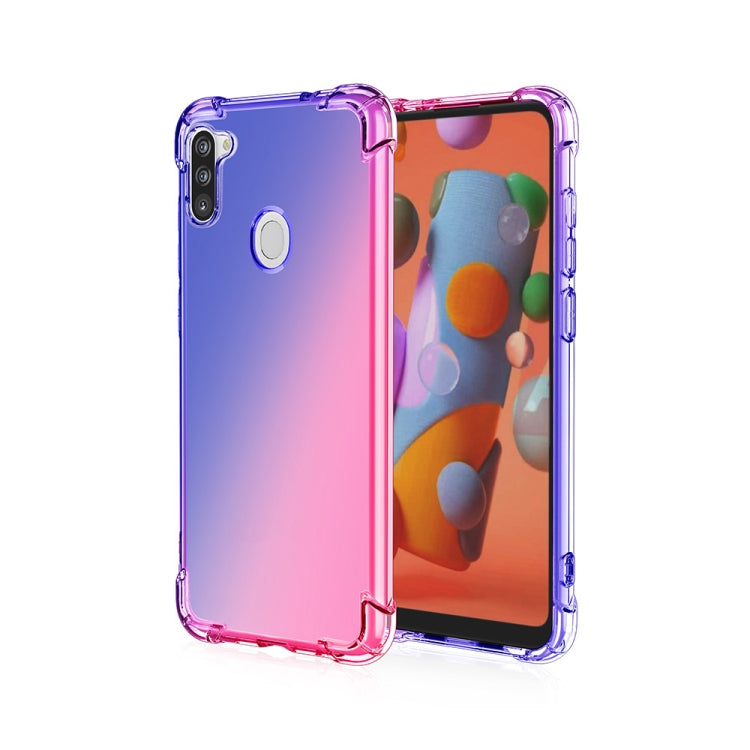 For Samsung Galaxy A11(European Version) Four-Corner Airbag Shockproof Gradient Color Clear TPU Case
