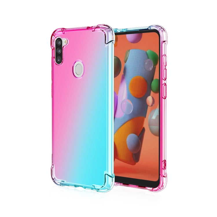 For Samsung Galaxy A11(European Version) Four-Corner Airbag Shockproof Gradient Color Clear TPU Case