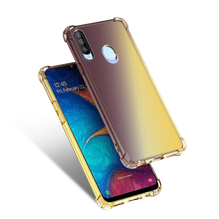 For Samsung Galaxy A20s Four-Corner Airbag Shockproof Gradient Color Clear TPU Case