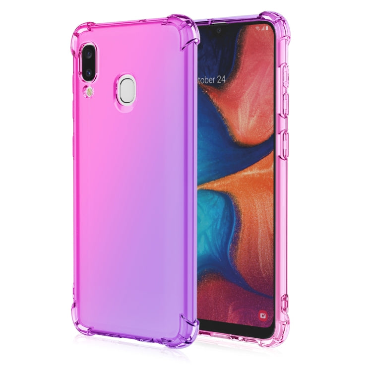 For Samsung Galaxy A20 / A30 Four-Corner Airbag Shockproof Gradient Color Clear TPU Case