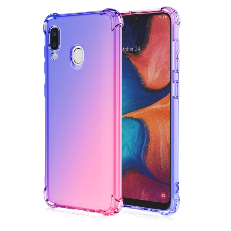 For Samsung Galaxy A20 / A30 Four-Corner Airbag Shockproof Gradient Color Clear TPU Case