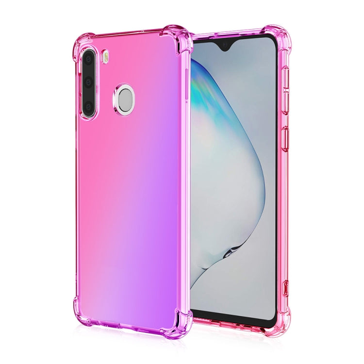 For Samsung Galaxy A21 Four-Corner Airbag Shockproof Gradient Color Clear TPU Case