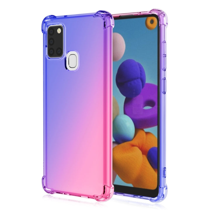 For Samsung Galaxy A21s Four-Corner Airbag Shockproof Gradient Color Clear TPU Case
