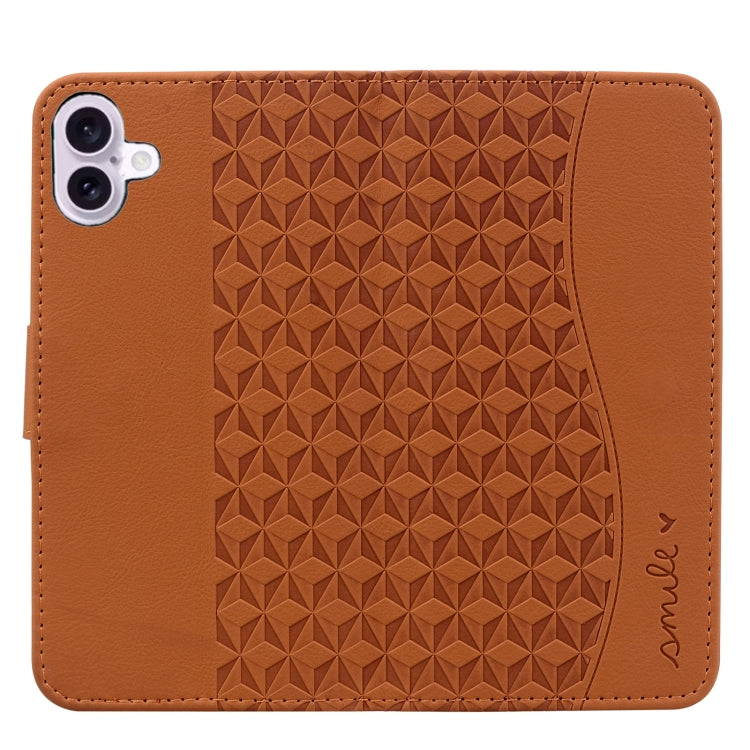 For iPhone 16 Plus Diamond Buckle Leather Phone Case with Lanyard