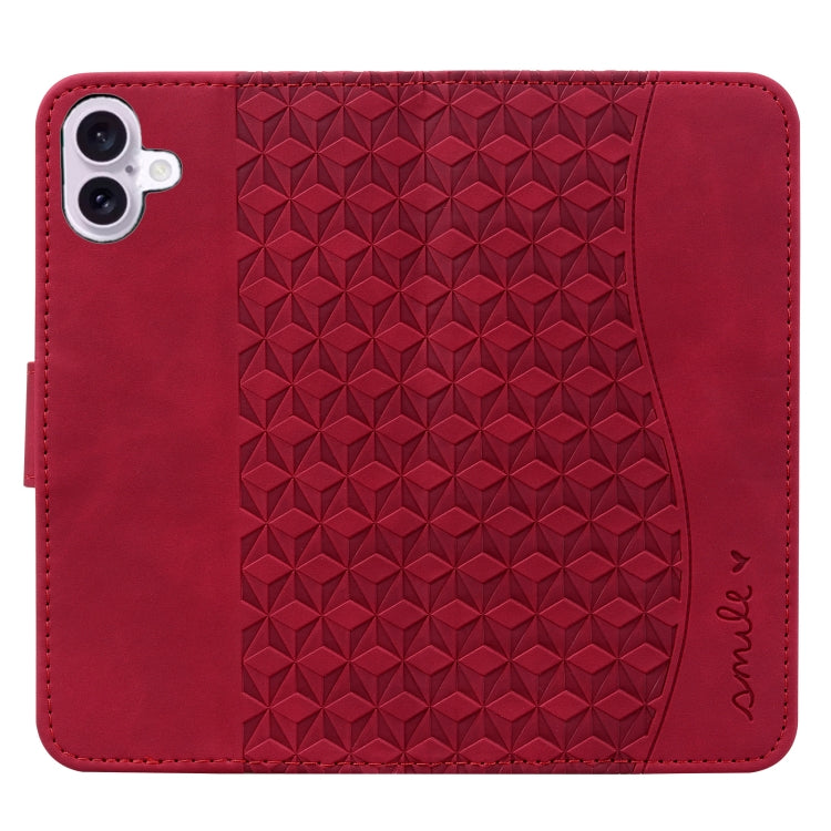 For iPhone 16 Plus Diamond Buckle Leather Phone Case with Lanyard