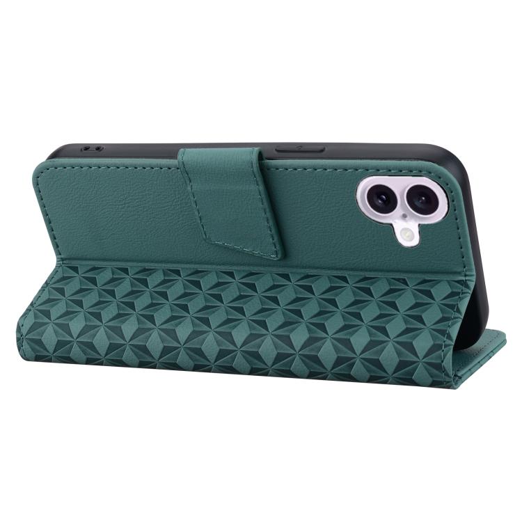 For iPhone 17 Diamond Buckle Leather Phone Case with Lanyard
