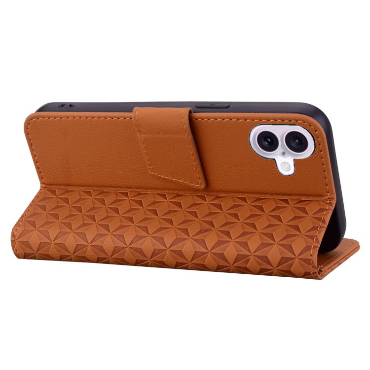 For iPhone 17 Diamond Buckle Leather Phone Case with Lanyard