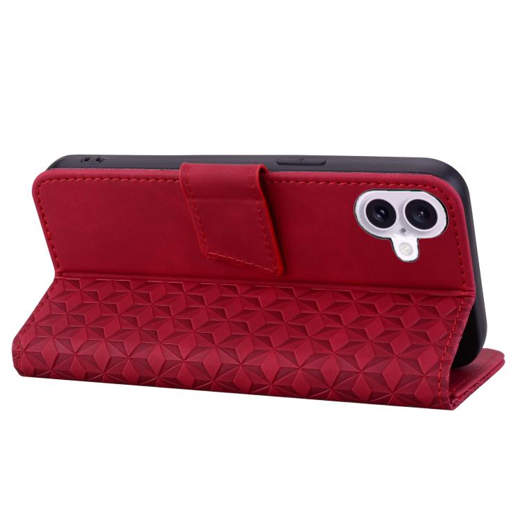 For iPhone 17 Diamond Buckle Leather Phone Case with Lanyard