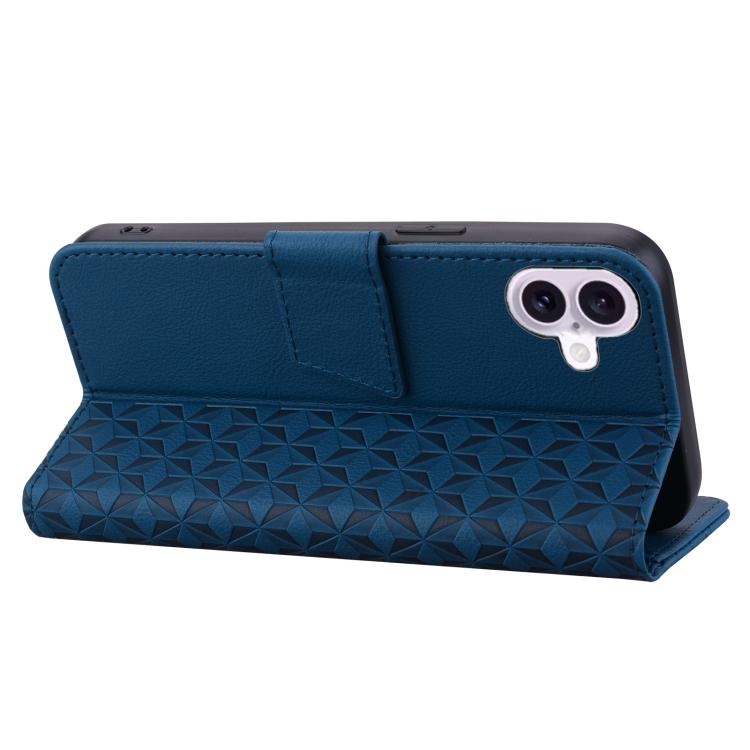 For iPhone 17 Diamond Buckle Leather Phone Case with Lanyard