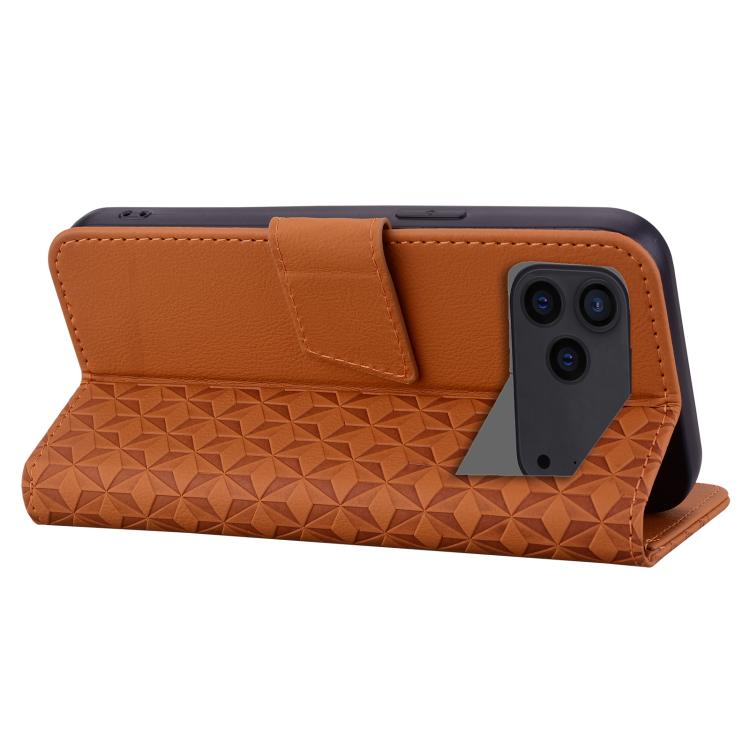 For iPhone 17 Pro Max Diamond Buckle Leather Phone Case with Lanyard