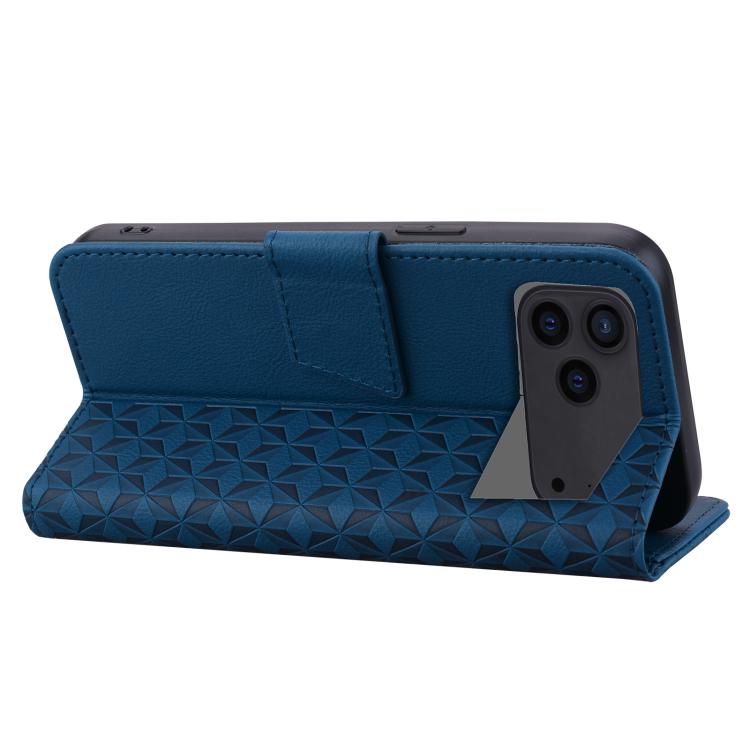 For iPhone 17 Pro Max Diamond Buckle Leather Phone Case with Lanyard