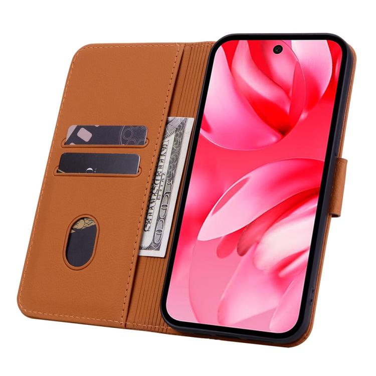 For Google Pixel 9a Business Diamond Buckle Leather Phone Case with Lanyard