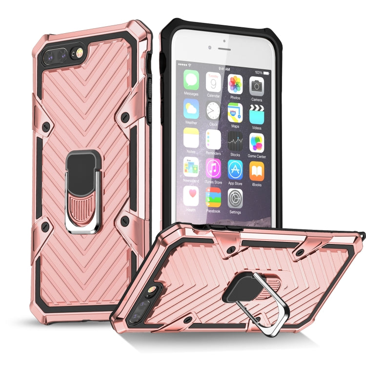 For iPhone 8 Plus / 7 Plus Cool Armor PC+TPU Shockproof Case with 360 Degree Rotation Ring Holder