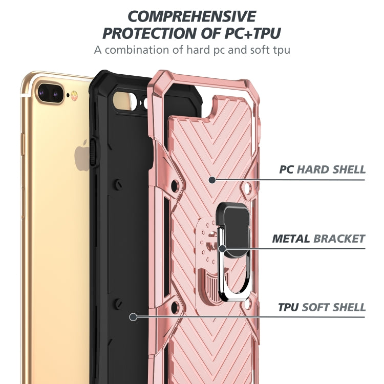 For iPhone 8 Plus / 7 Plus Cool Armor PC+TPU Shockproof Case with 360 Degree Rotation Ring Holder