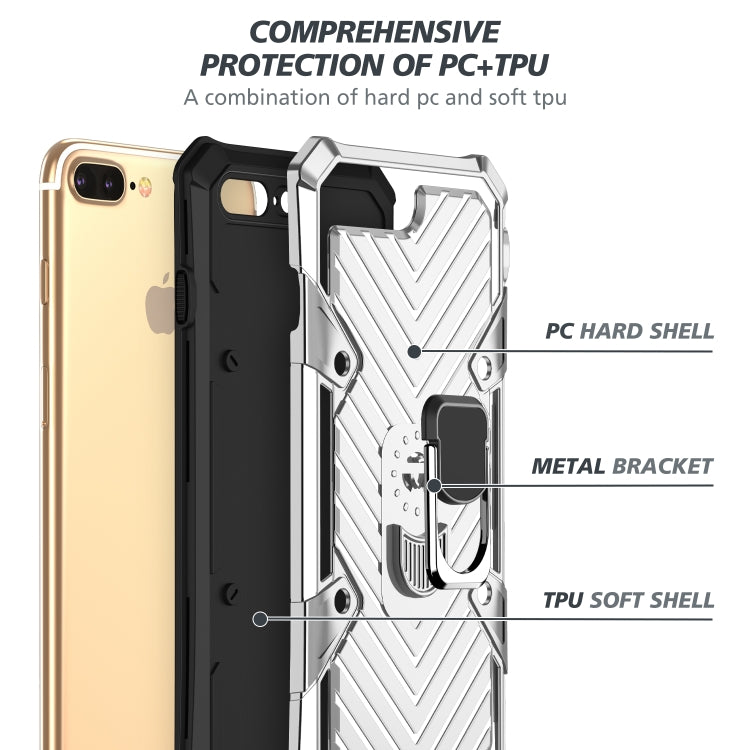 For iPhone 8 Plus / 7 Plus Cool Armor PC+TPU Shockproof Case with 360 Degree Rotation Ring Holder
