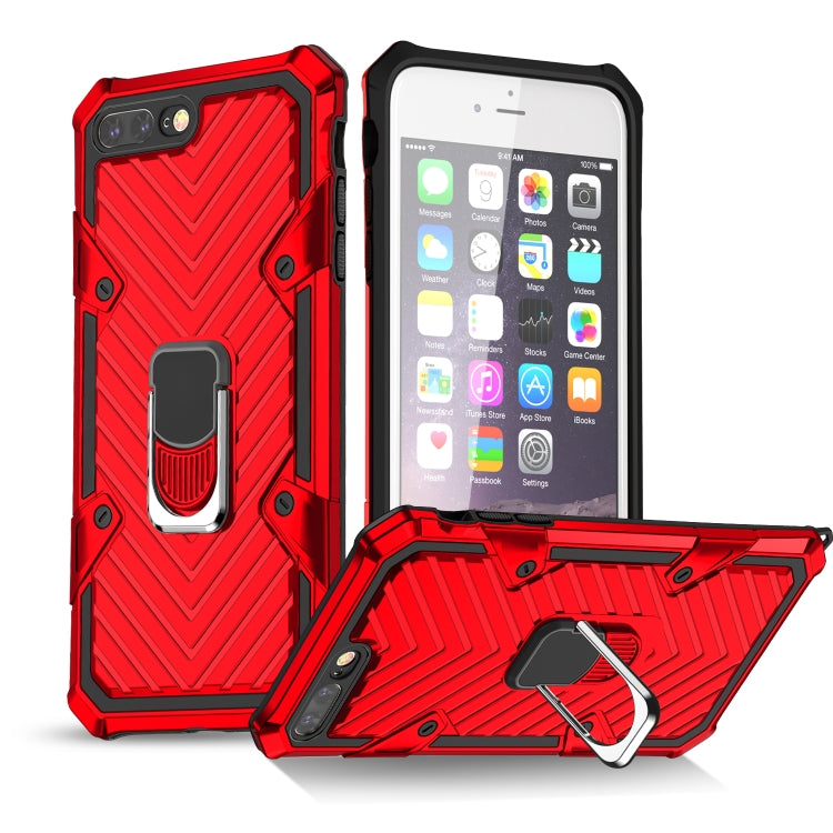 For iPhone 8 Plus / 7 Plus Cool Armor PC+TPU Shockproof Case with 360 Degree Rotation Ring Holder
