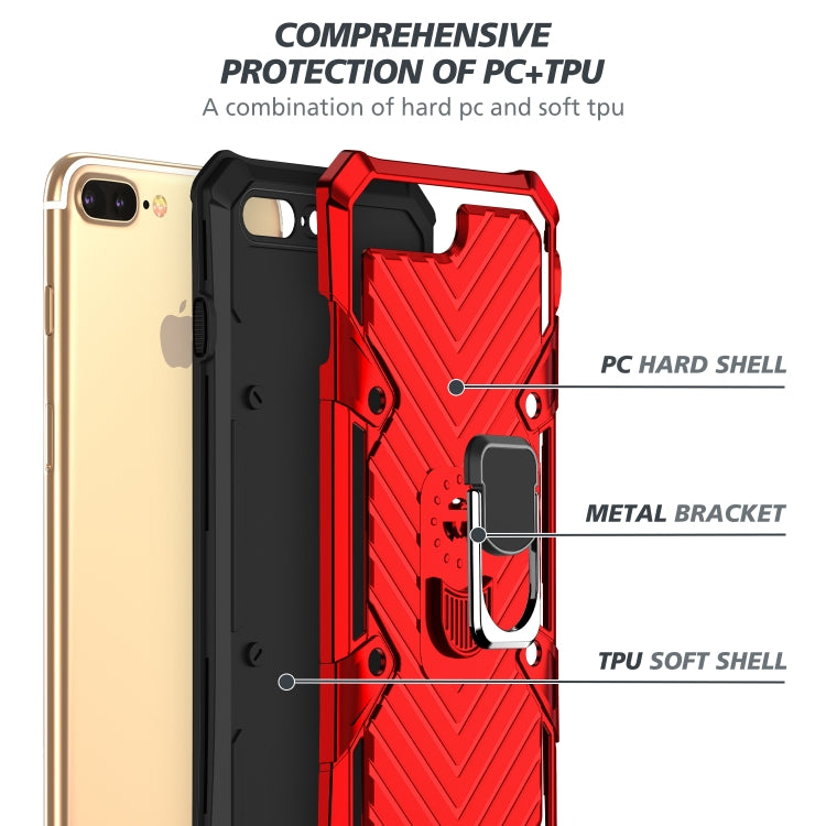 For iPhone 8 Plus / 7 Plus Cool Armor PC+TPU Shockproof Case with 360 Degree Rotation Ring Holder