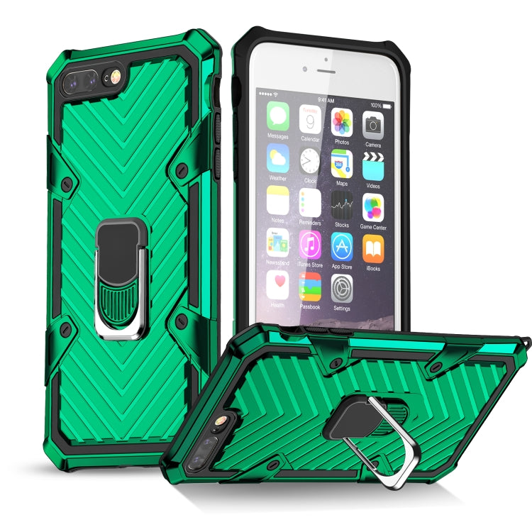 For iPhone 8 Plus / 7 Plus Cool Armor PC+TPU Shockproof Case with 360 Degree Rotation Ring Holder