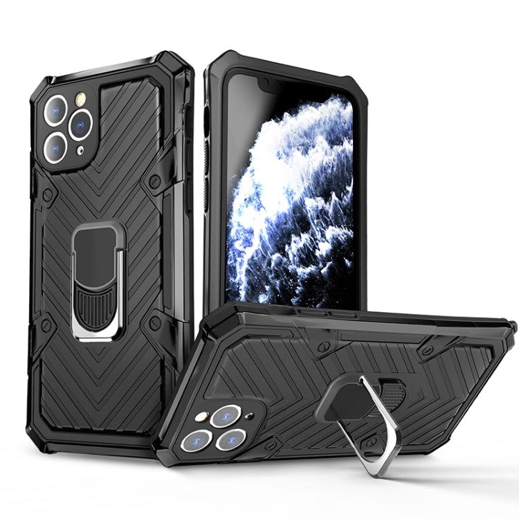 For iPhone 11 Pro Cool Armor PC+TPU Shockproof Case with 360 Degree Rotation Ring Holder