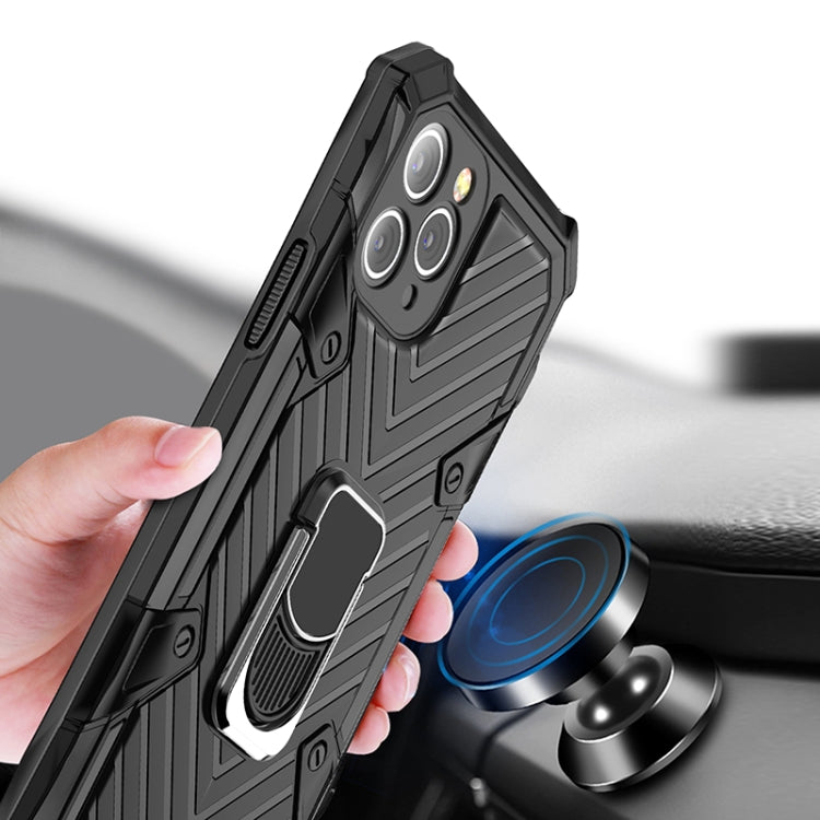 For iPhone 11 Pro Cool Armor PC+TPU Shockproof Case with 360 Degree Rotation Ring Holder