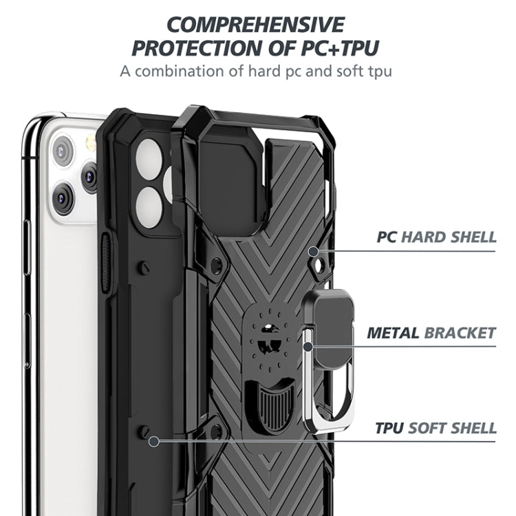 For iPhone 11 Pro Cool Armor PC+TPU Shockproof Case with 360 Degree Rotation Ring Holder