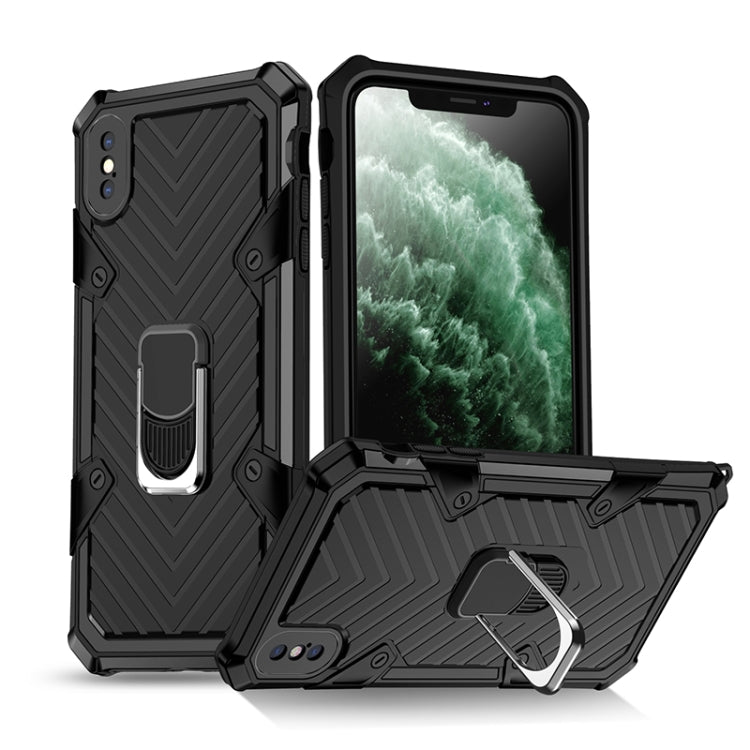 For iPhone X / XS Cool Armor PC+TPU Shockproof Case with 360 Degree Rotation Ring Holder