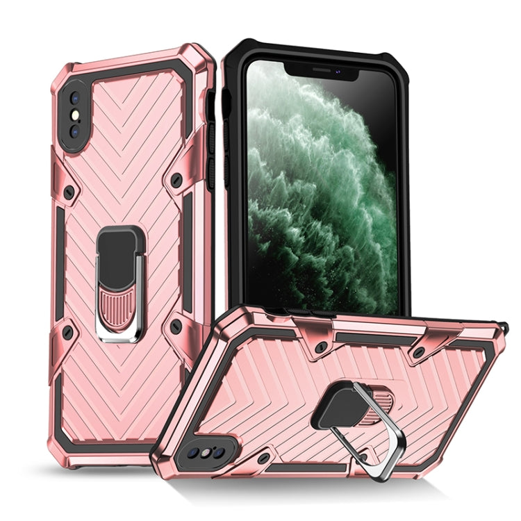 For iPhone X / XS Cool Armor PC+TPU Shockproof Case with 360 Degree Rotation Ring Holder
