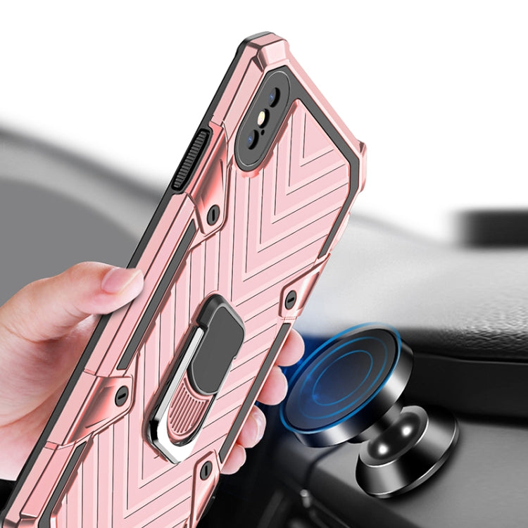 For iPhone X / XS Cool Armor PC+TPU Shockproof Case with 360 Degree Rotation Ring Holder
