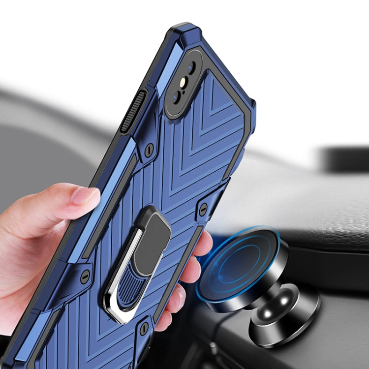 For iPhone X / XS Cool Armor PC+TPU Shockproof Case with 360 Degree Rotation Ring Holder