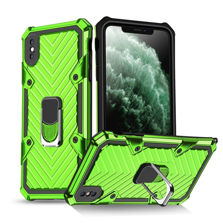 For iPhone X / XS Cool Armor PC+TPU Shockproof Case with 360 Degree Rotation Ring Holder