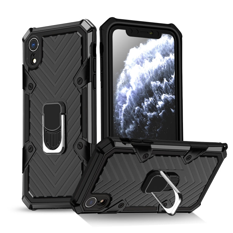For iPhone XR Cool Armor PC+TPU Shockproof Case with 360 Degree Rotation Ring Holder