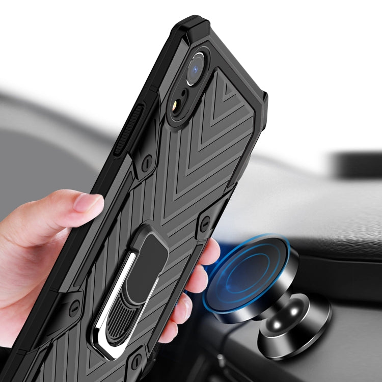 For iPhone XR Cool Armor PC+TPU Shockproof Case with 360 Degree Rotation Ring Holder