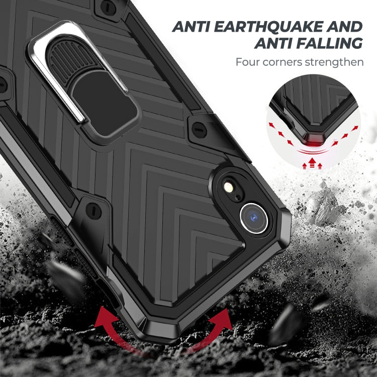 For iPhone XR Cool Armor PC+TPU Shockproof Case with 360 Degree Rotation Ring Holder