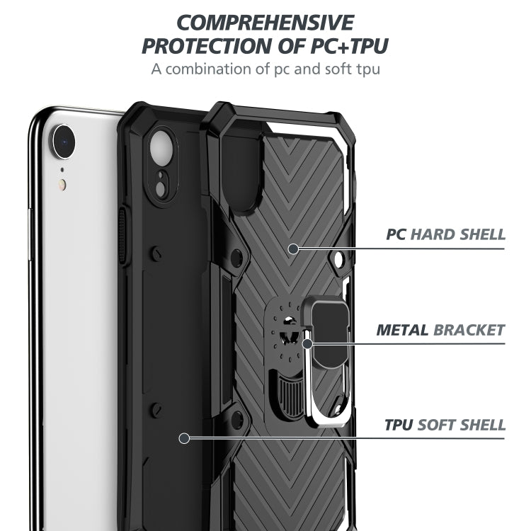 For iPhone XR Cool Armor PC+TPU Shockproof Case with 360 Degree Rotation Ring Holder