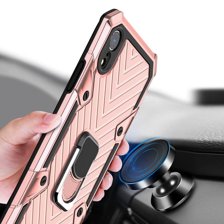 For iPhone XR Cool Armor PC+TPU Shockproof Case with 360 Degree Rotation Ring Holder