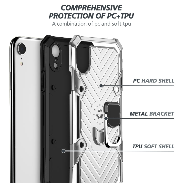 For iPhone XR Cool Armor PC+TPU Shockproof Case with 360 Degree Rotation Ring Holder