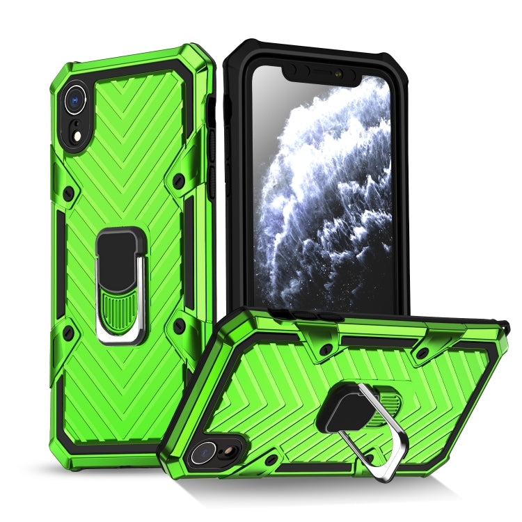 For iPhone XR Cool Armor PC+TPU Shockproof Case with 360 Degree Rotation Ring Holder