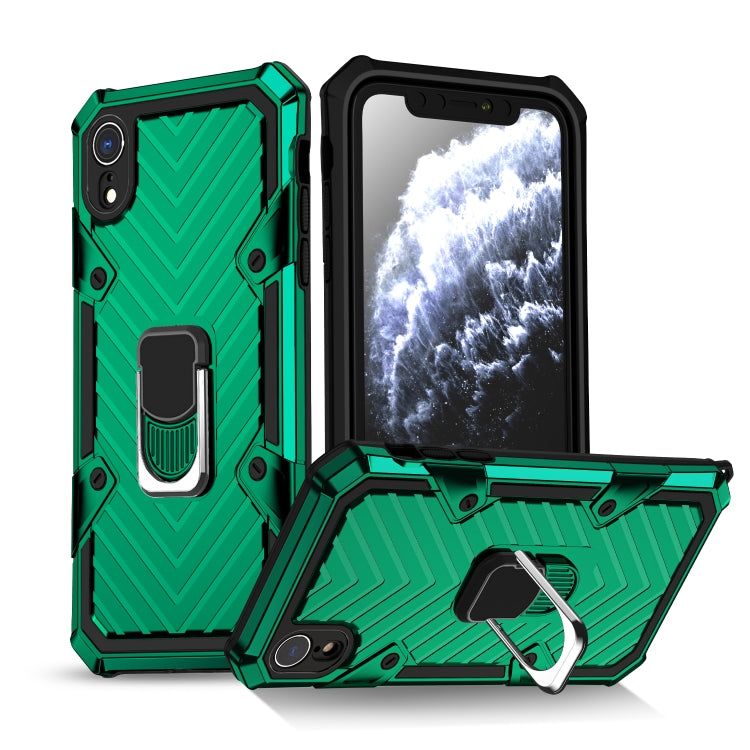 For iPhone XR Cool Armor PC+TPU Shockproof Case with 360 Degree Rotation Ring Holder