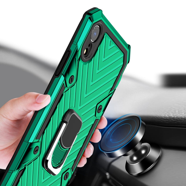 For iPhone XR Cool Armor PC+TPU Shockproof Case with 360 Degree Rotation Ring Holder